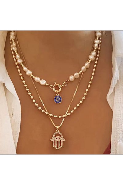 Store Multilayer Artificial Pearl Boho Style Necklace