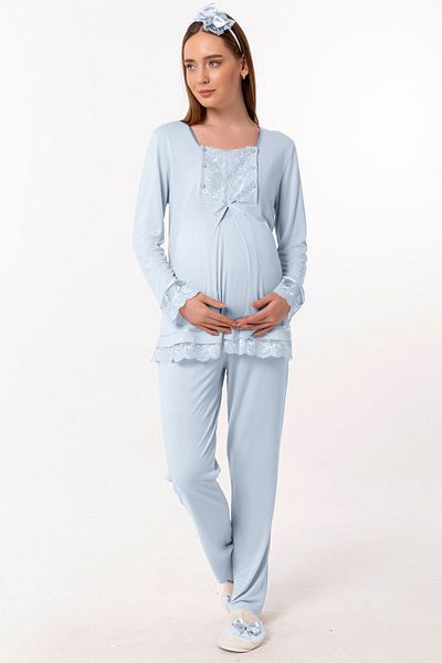 ByLohusa Set de pijamale de maternitate Effortt Blue