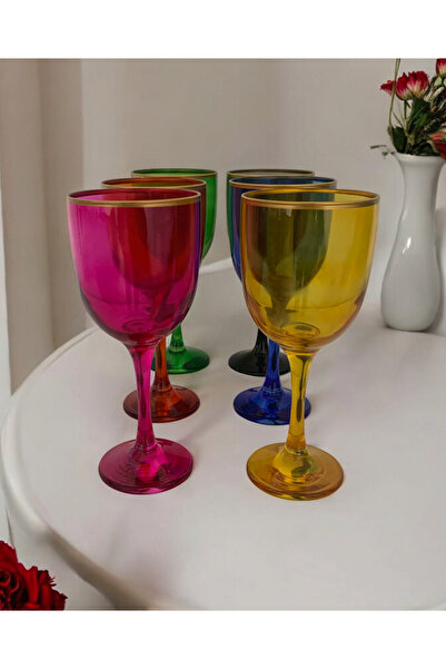 gkzglass home dekor Tokyo Colorful Hand Decorated 6-Person Coffee Glass Water Cup Water Set 295 ml