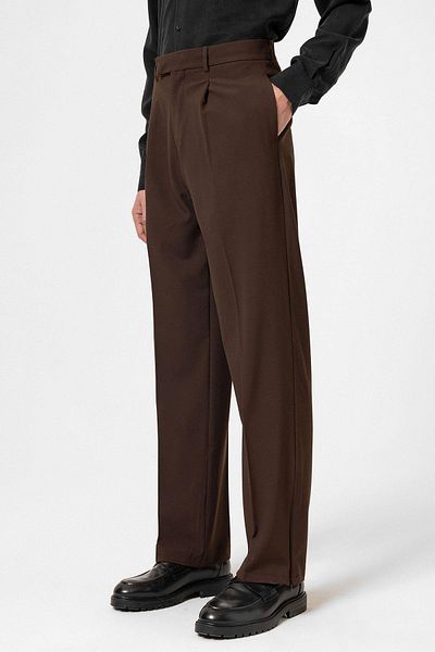 Antioch Brown High Waist Zippered Men's Trousers