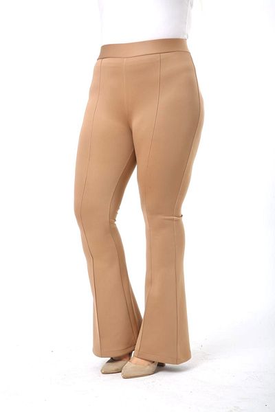 Esina Women's Scuba Fabric Trousers - Diver Flared Leg, Iron Stitching