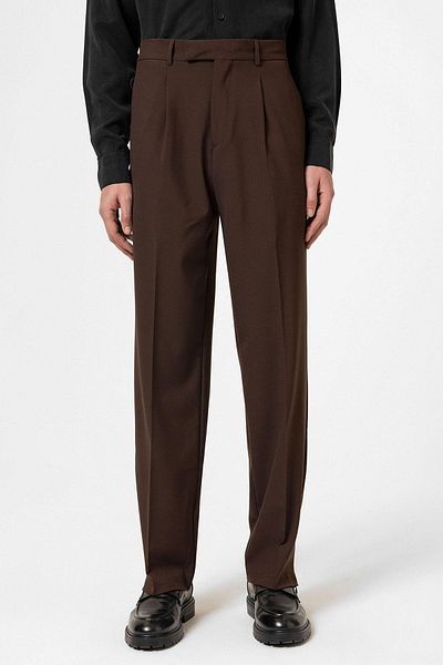 Antioch Brown High Waist Zippered Men's Trousers