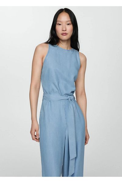 MANGO Woman Detailní kombinéza s kravatou z lyocellu