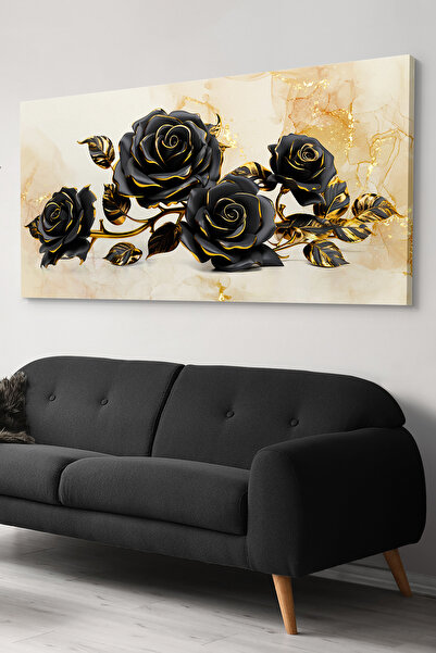 Evinemoda Pânză dintr-o singură bucată cu detaliu auriu trandafir negru - pic...