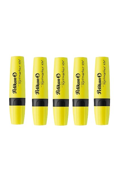 Pelikan قلم تحديد أنيق بألوان الباستيل من بيليكان 490 - أصفر (5 قطع)