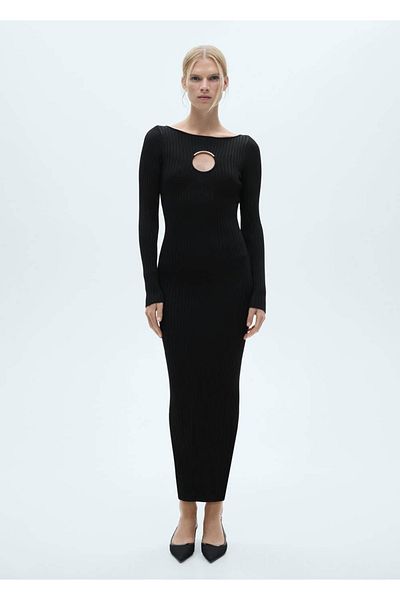 MANGO Woman Strickkleid mit Metallic-Details