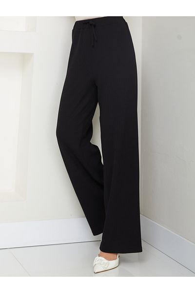 zanstil Women's Winter Trousers Wide Leg-Black