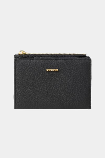 REWİNA 9756 Genuine Leather Special Design Zippered Women's Wallet Black
