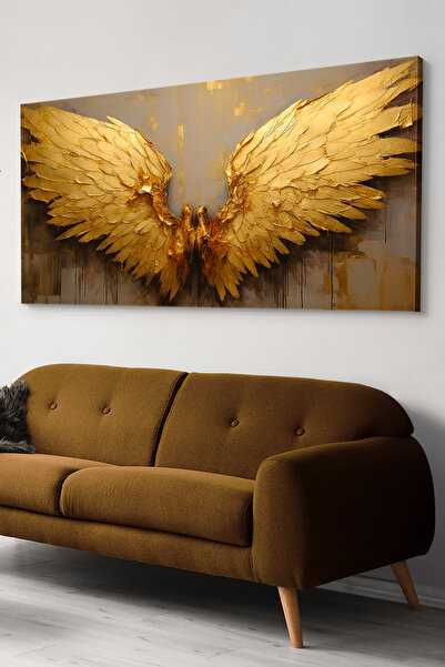 Evinemoda Gold Melek Kanatları Tek Parça Kanvas - Canvas Tablo