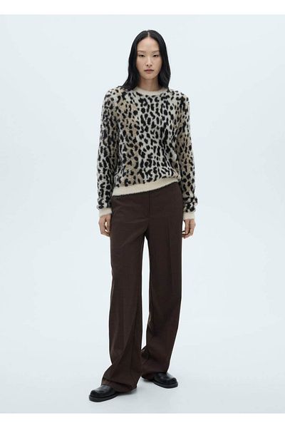 MANGO Woman Pulover cu aspect de blană cu model animal