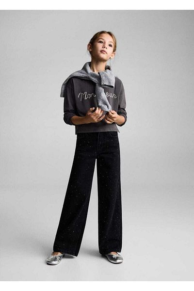 MANGO Kids Tricou cu mânecă lungă cu detalii de piatră