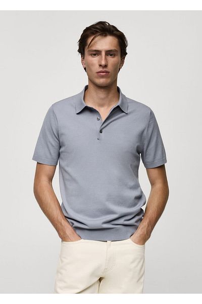 MANGO Man Tricou polo țesut fin