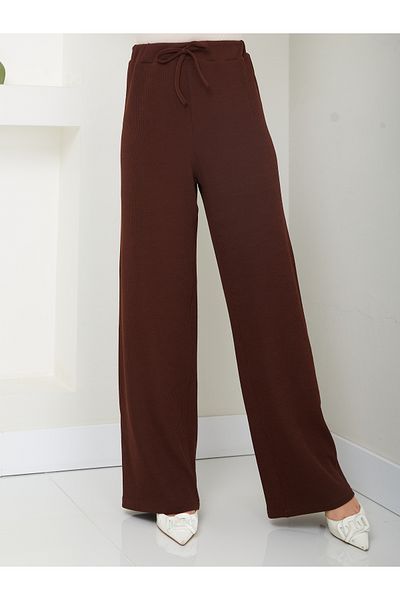 zanstil Women's Winter Pants Elastic Twist Fabric Wide Leg