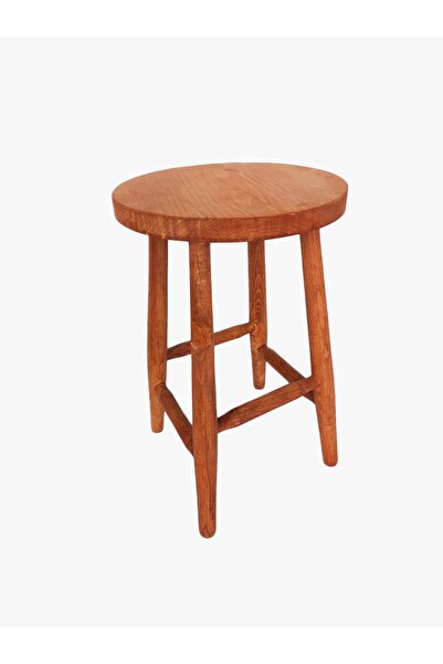 CERCİBAZAAR Yuvarlak Ahşap Tabure Phonetexle Boyalı 45 CM