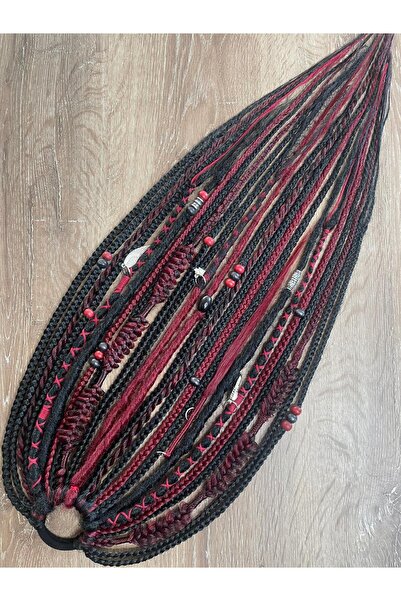 Selin Bengi مشبك شبكي أفريقي من Rasta Mix 25 قطعة 50 سم - أسود وأحمر