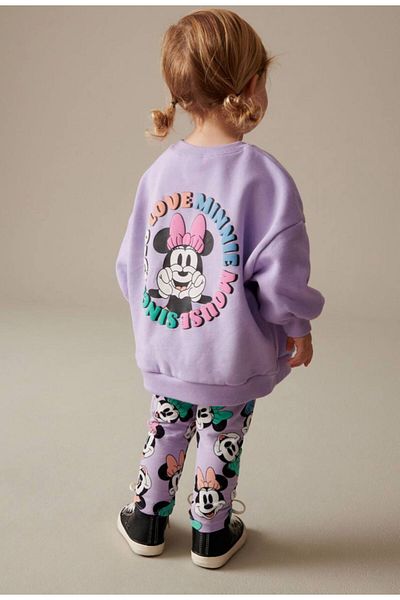 Lolliboomkids Girls' New Season 3 Rope Purple Color Mickey Pattern Print Sweatshirt Leggings 2 Piece Suit
