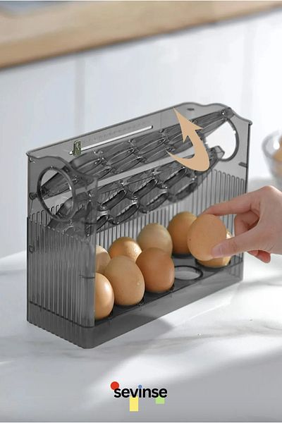 Sevinse Home 30 Compartments Anthracite Egg Box 3 Layers Egg Holder Refrigerator Organizer Storage Container