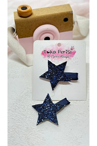 Toka Perisi Set de catarame pentru copii cu clemă cu stea bleumarin cu sclipici