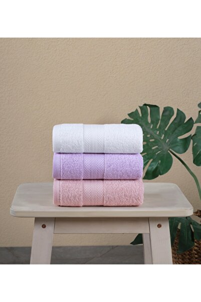 Ellaline 3-Piece Towel Set 100% Cotton Certified Diamond Pattern Border Hand / Face Towel Set 50X80Cm