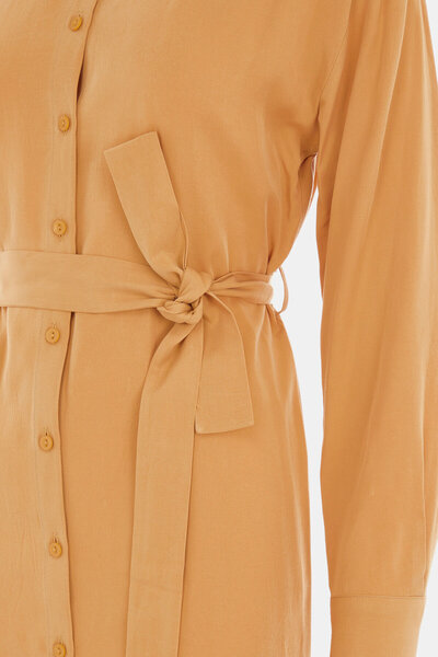 W Collection Bej Gömlek Elbise