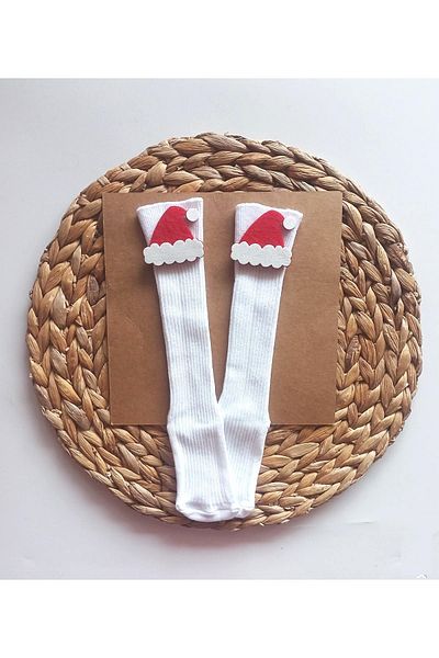 Panowill Design Baby Girl Boy Christmas Hat Decorated Below Knee New Year Stocking Baby Christmas Stocking