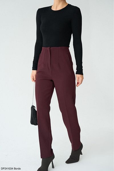 CADDELAMODA Women's High Waist Zipper Fabric Trousers