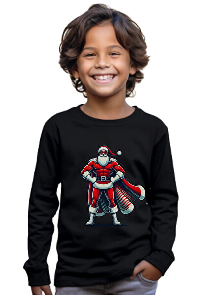 Texclusive تي شيرت للأطفال بأكمام طويلة مطبوع عليه عيد الميلاد سانتا كلوز