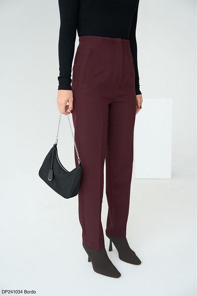 CADDELAMODA Women's High Waist Zipper Fabric Trousers