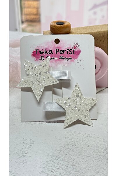 Toka Perisi Set de catarame pentru copii cu clemă stea albă cu sclipici