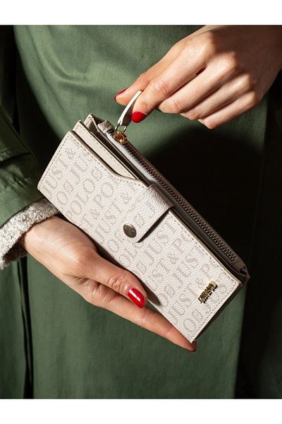 GP GUES POLO Just Polo Women's Beige 14 Compartment Wallet