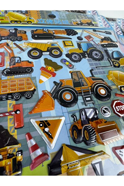 ca kay bu İş makineleri oyuncak 3D kabartmalı sticker