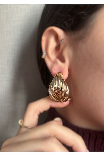 MioArt Layered Trend Brand Hoop Earrings