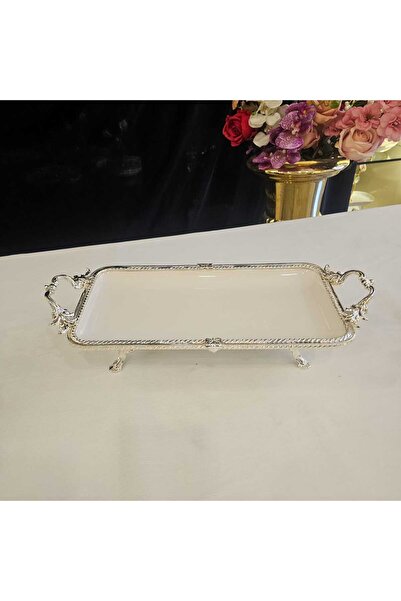 MaviDamla 1 PARÇA DÖKÜM KENAR ÇERCEVELİ DİKDÖRTGEN  AYAKLI PORSELEN SUNUM TAB...