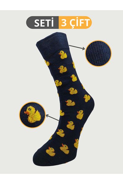 truyana Duck Patterned Socket Cotton Women's Socks 3 Pairs