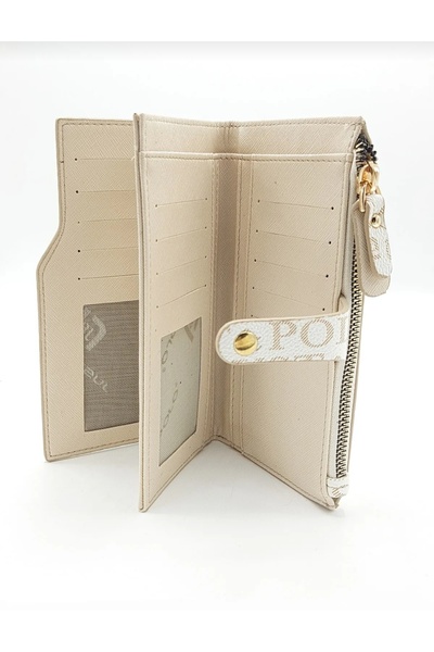 GP GUES POLO JUST POLO KADIN KREM 14 BÖLMELİ CÜZDAN