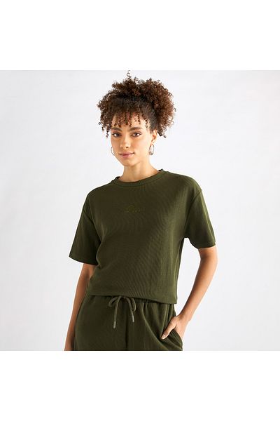 FAV Embroidered Crew Neck T-shirt and Pants Set