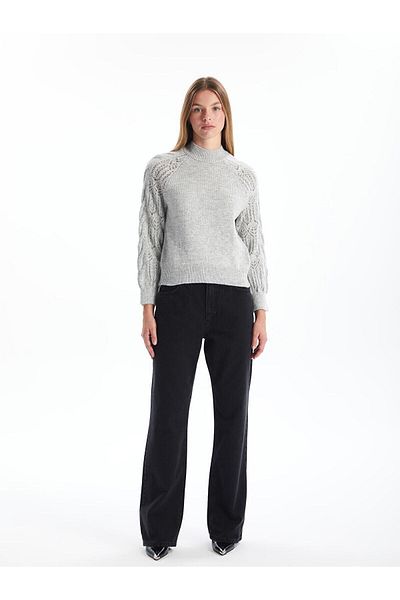 LC Waikiki Pulover de damă LCW Vision cu jumătate de gât țesut cu model