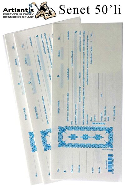 Artlantis Senet Koçanı 50 li 1 Paket Senet Bono Borç Alacak Senedi Poşetli 12...