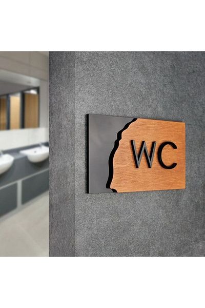 Enissimo Wc Toilet Door Wall Sign Wooden Warning Sign Adhesive 30 X 11 cm