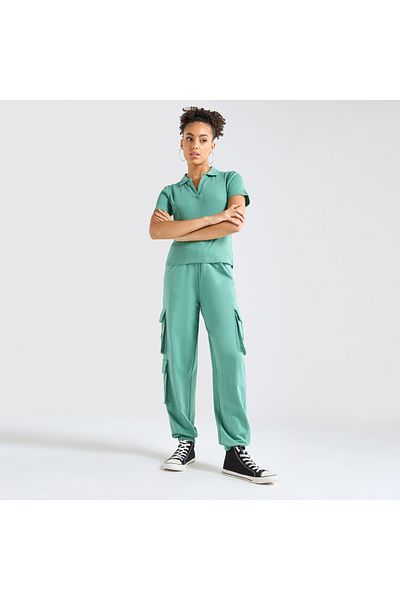 FAV Textured Polo T-shirt and Cargo Joggers Set