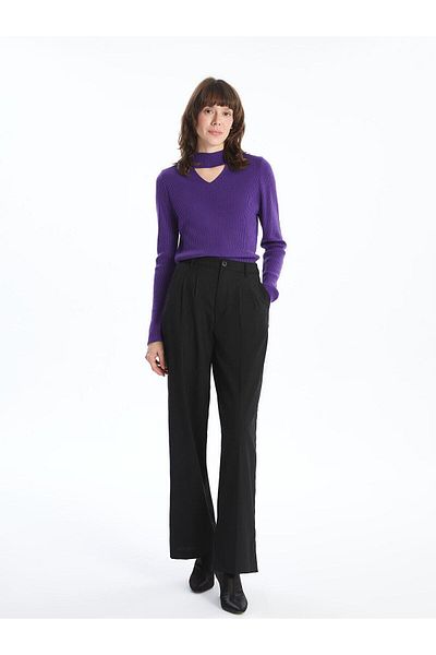 LC Waikiki LCWAIKIKI Pulover de damă, clasic, violet deschis, cu guler ridicat