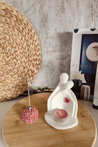 puridadesign Decorative Romantic Heart Lover Note Holder and Candle Holder Set