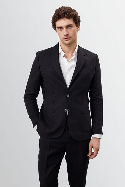 Antioch Black 100% Linen Men's Blazer Jacket