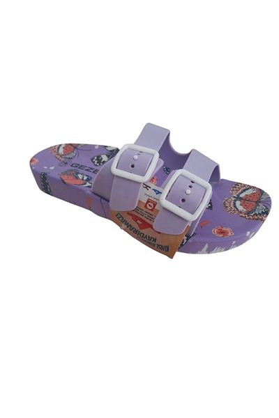 GEZER Papuci de mers zilnic pentru femei, liliac-fluture, cu cataramă dublă, talpă anti-alunecare