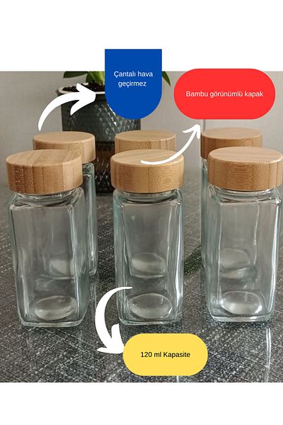 BRE HOME 120ml Glass Seasoning Bottles with Bamboo Lids - Salt, Pepper, Bbq Spices, 1Pc Durable