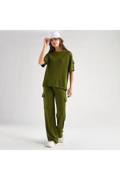 FAV Crew Neck Pocket Detail T-shirt and Cargo Pants Set