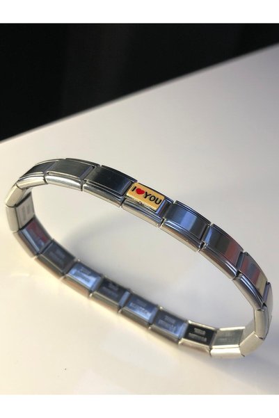 vogutima Italian Charm Nomi Steel Bracelet with I Love You Written, Gift Bracelet for Lover, Spouse, Gift Bracelet