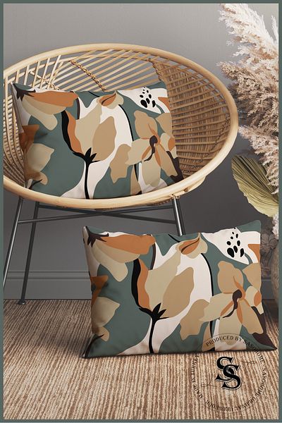 SasoHome Husă de pernă dreptunghiulară cu model de flori surreal pe fundal crem modern, 2 piese