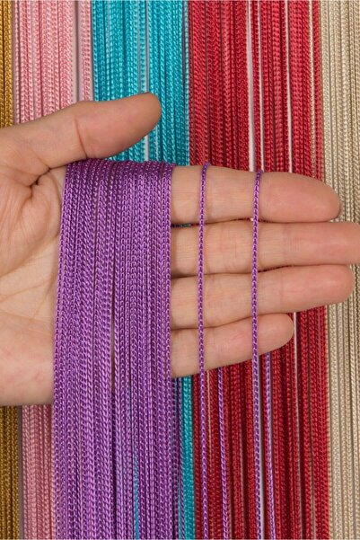 Saççax Exclusive Eflatun Renk Düz İnce Zincir Serisi İp Perde