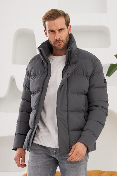 Danger Αντρικό παλτό Anthracite Puffer - Stand Collar, Rain and Windproof